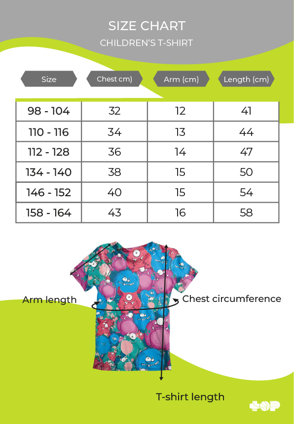Tabulka velikostni childrens tshirt utopy en